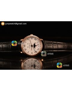 Villeret Miyota 9015 Automatic Rose Gold Case Roman and Black Leather Strap 6639-3631-55b